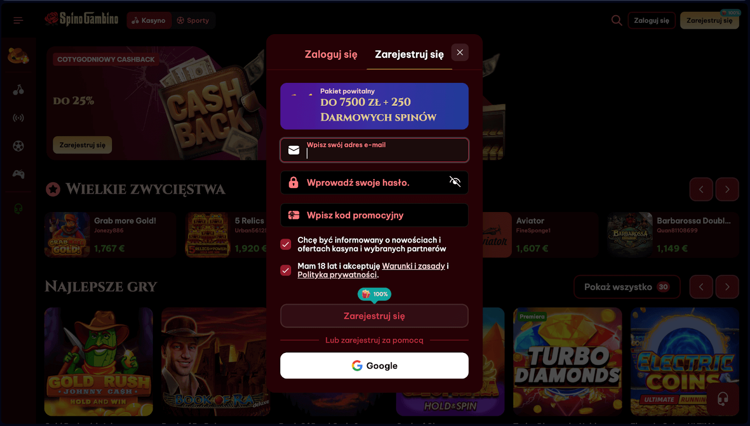 SpinoGambino promo code