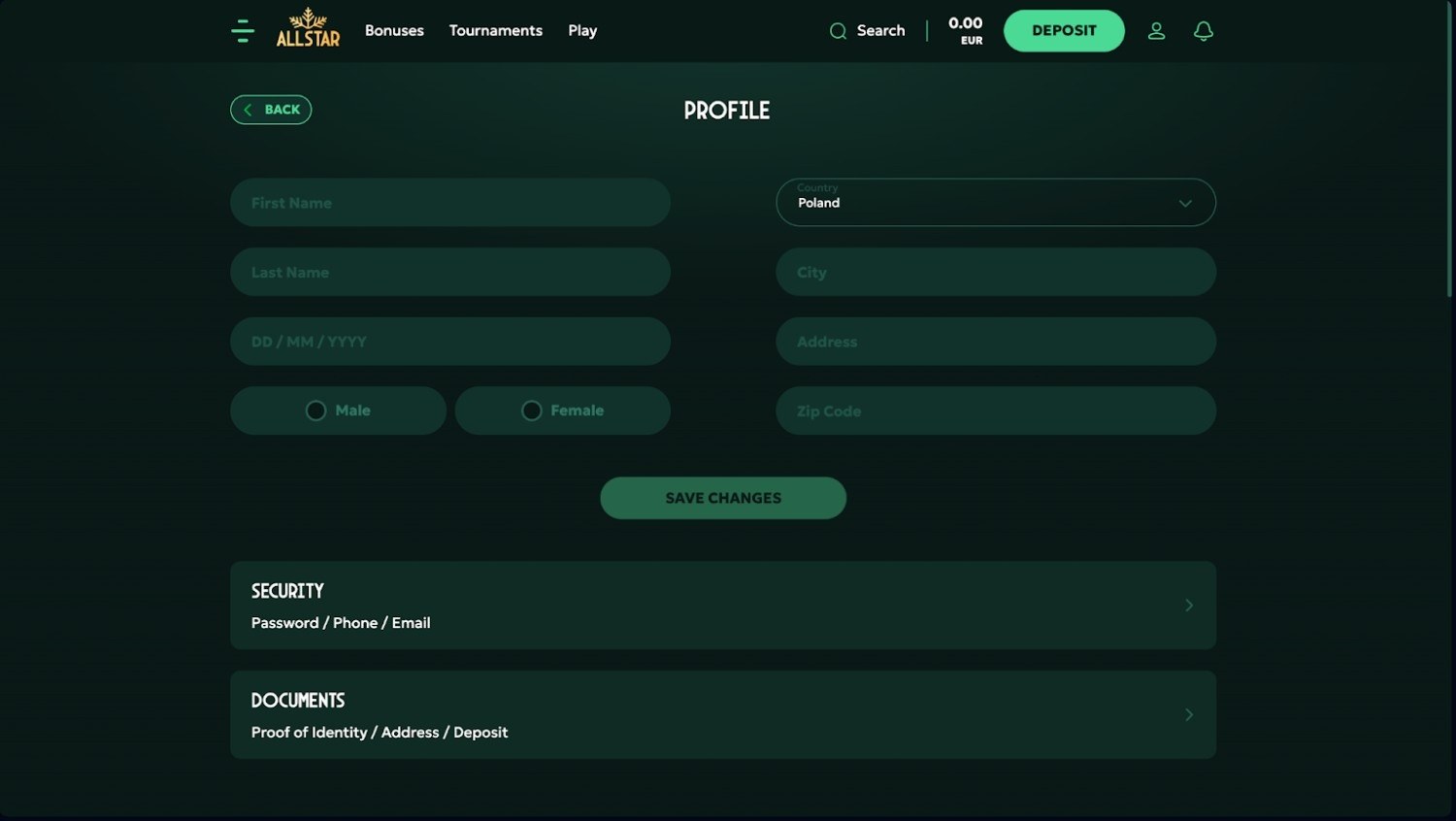 All Star casino dokończyć rejestrację