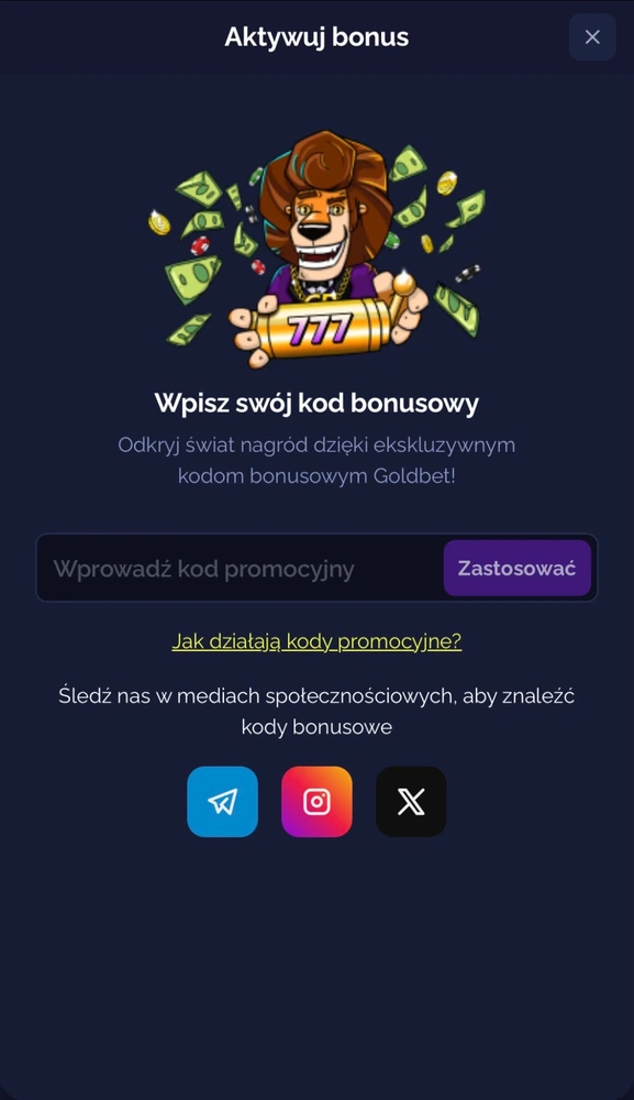 aktywacja goldbet kody promocyjne 5