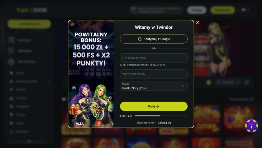aktywacja twindor bonus bez depozytu 2