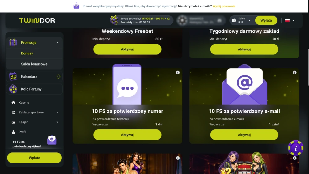 aktywacja twindor bonus bez depozytu 4