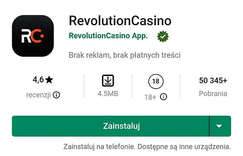 aplikacja na telefon revolution casino