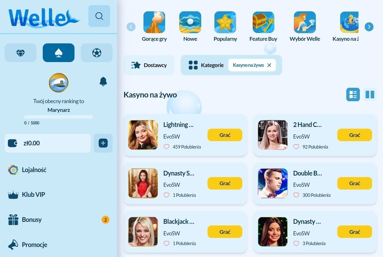 asortyment gier w welle casino 2