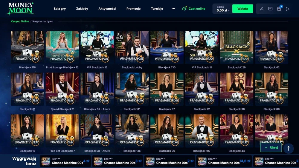 blackjack na zywo moneymoon casino