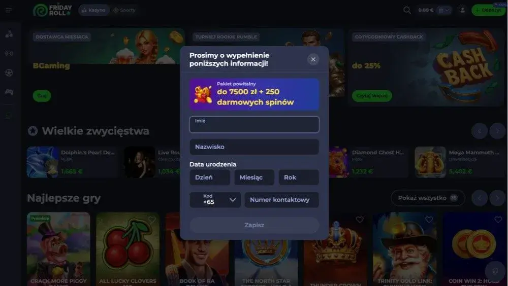 friday roll ukończyć rejestrację