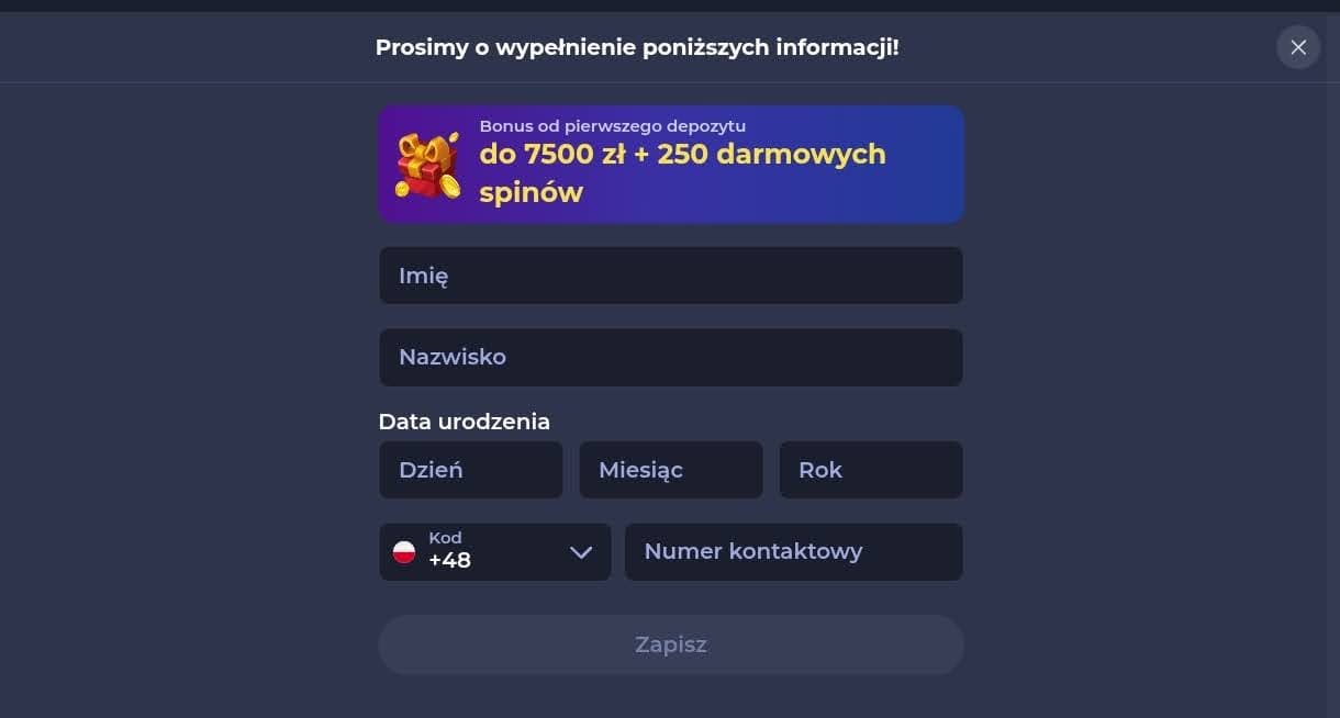 fridayroll casino rejestracja krok 3