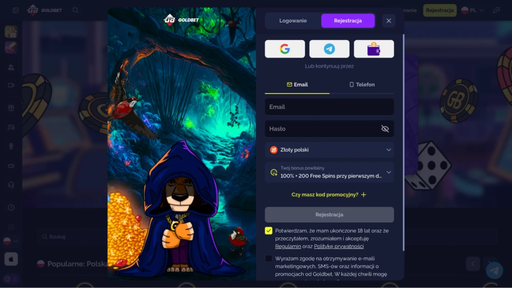 goldbet casino rejestracja formularz