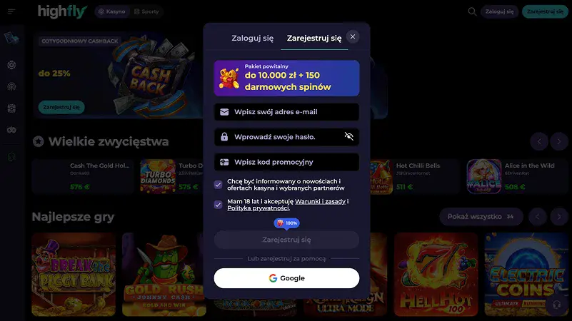highflybet casino rejestracja