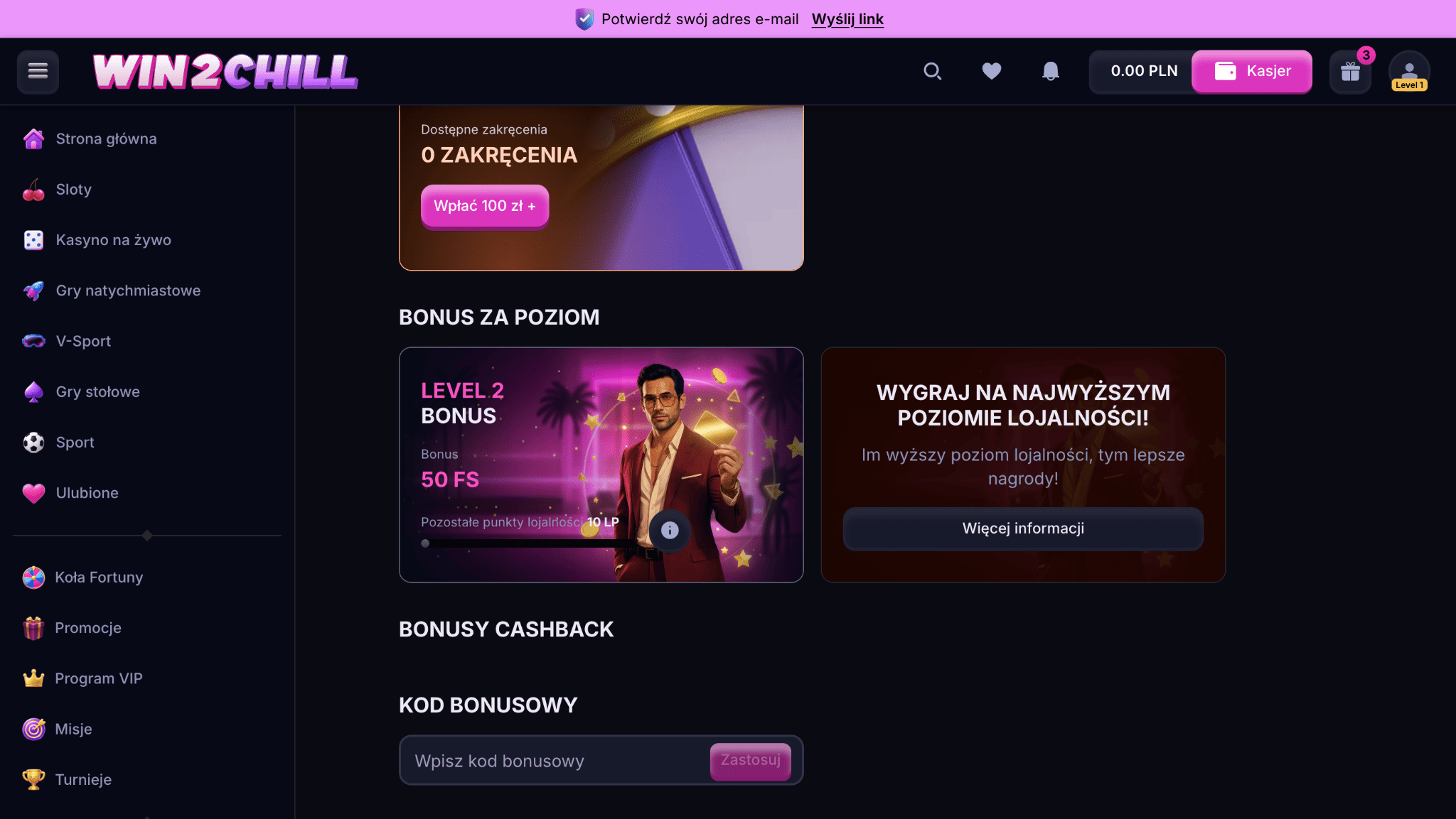 jak odebrac win2chill kod bonusowy 3