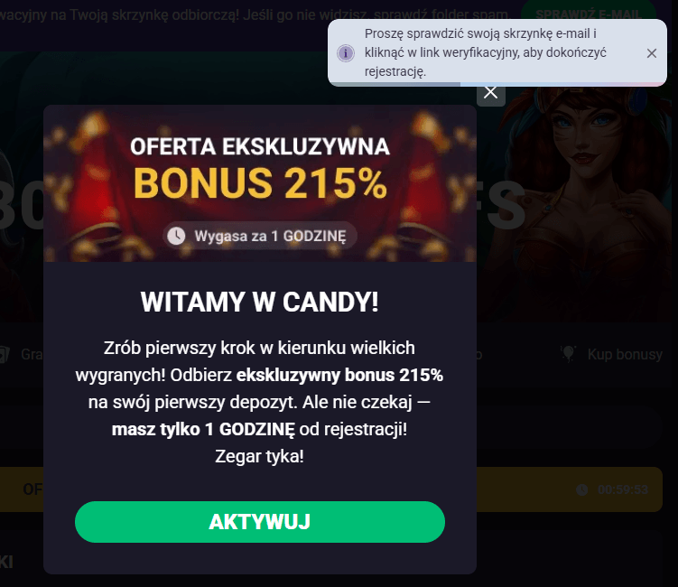 logowanie w candy casino
