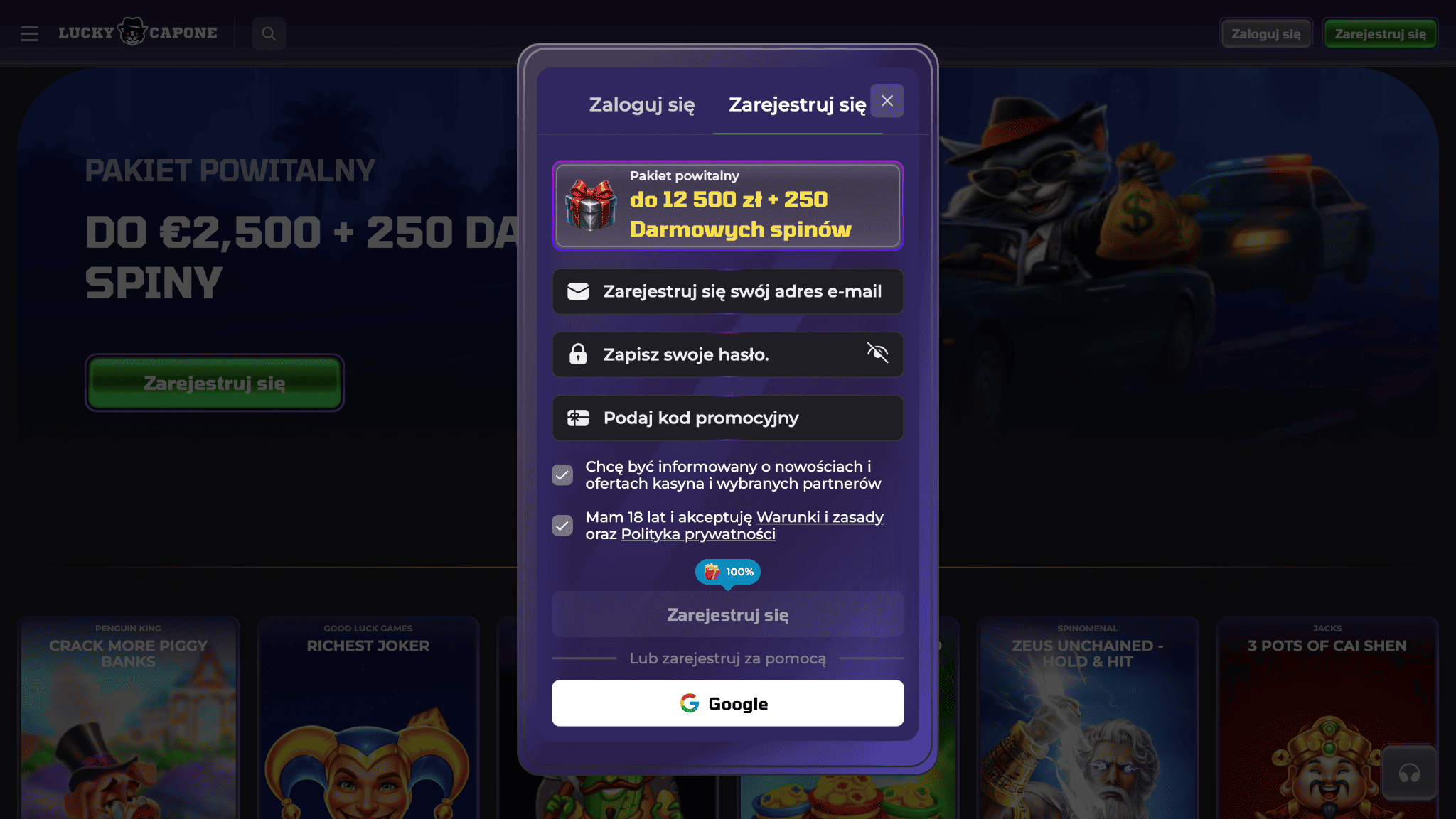 lucky capone online rejestracja 1