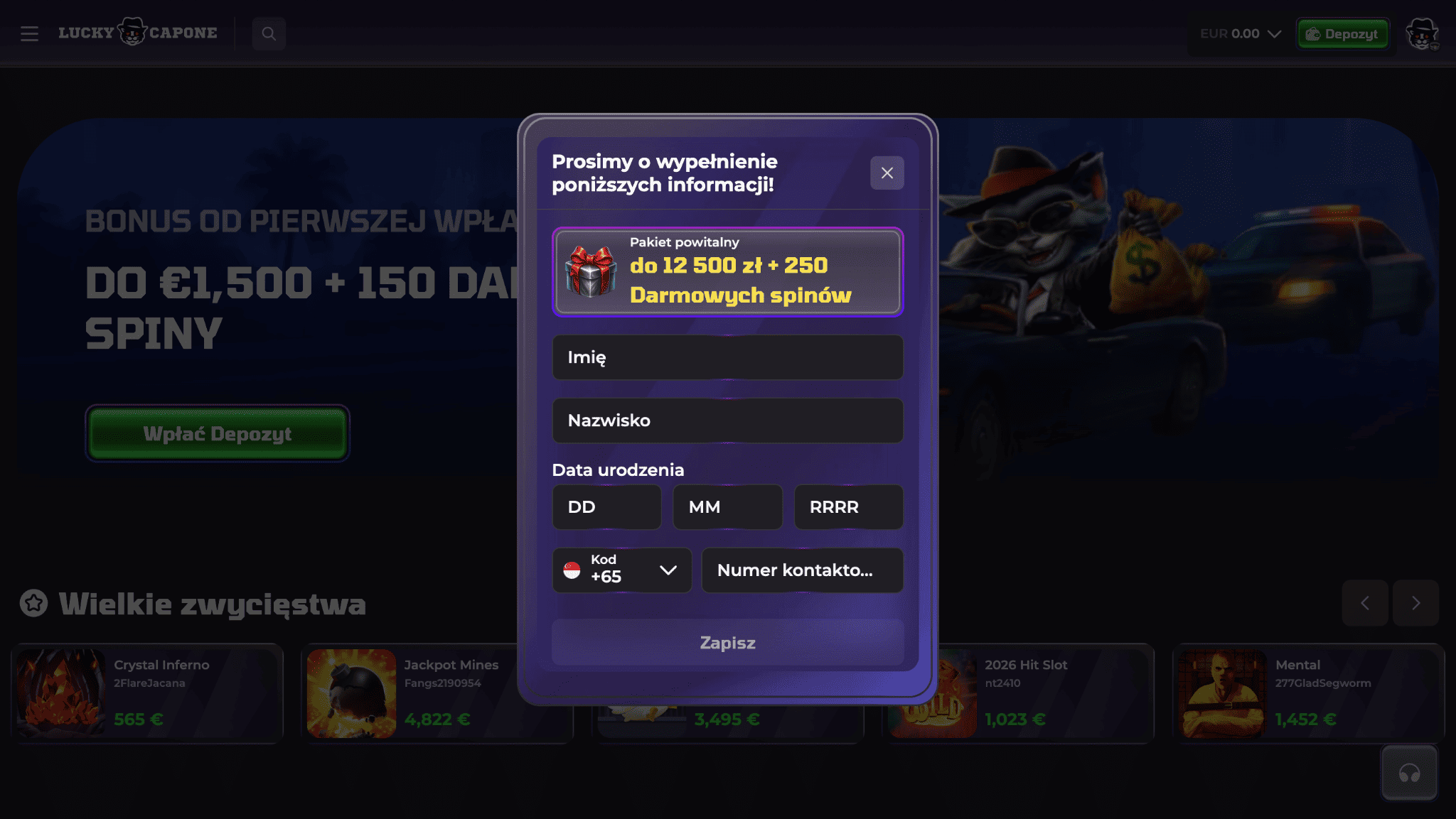lucky capone online rejestracja 2