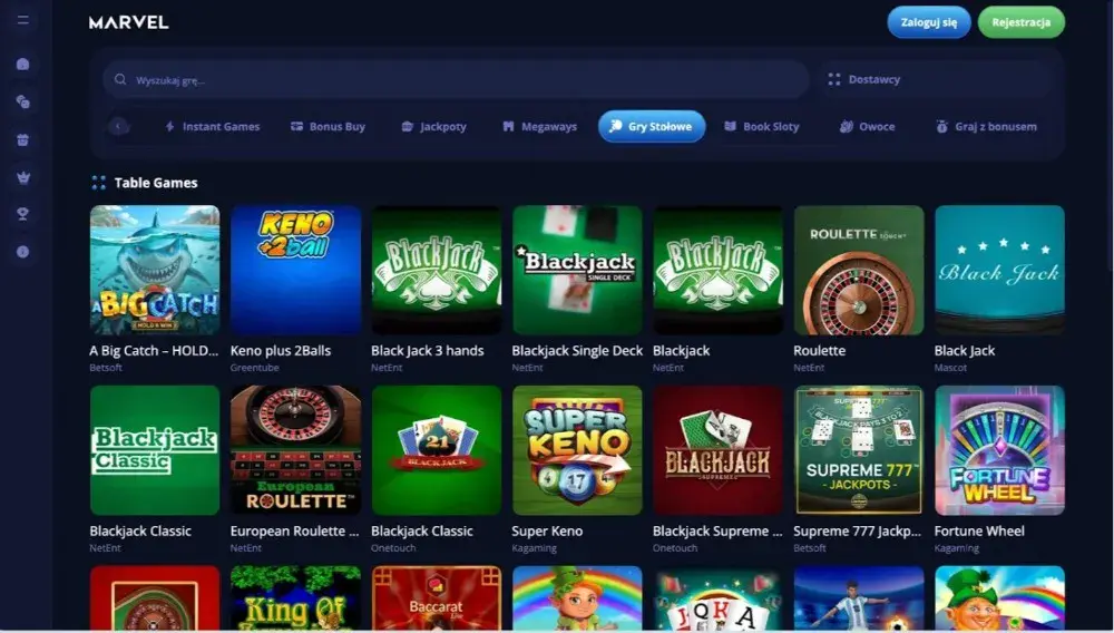 marvel casino gry stołowe