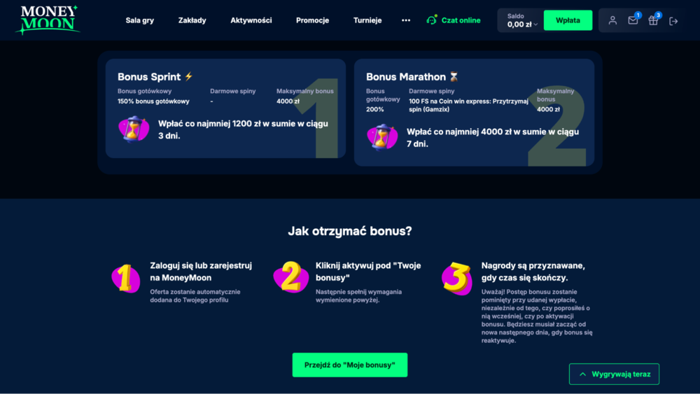 moneymoon bonus sprint i maraton