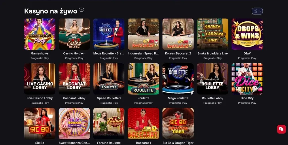 oferta gier na zywo w brionis casino