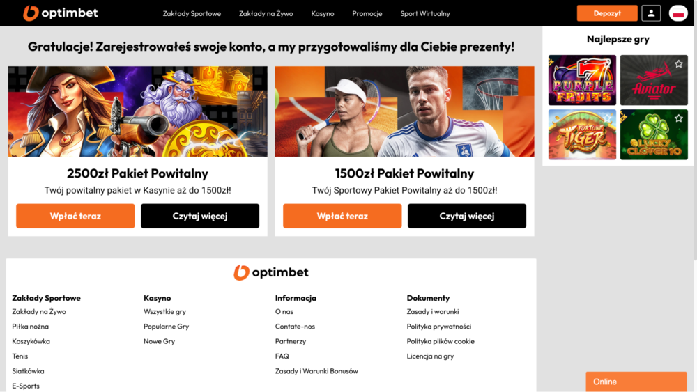 optimbet casino po rejestracji