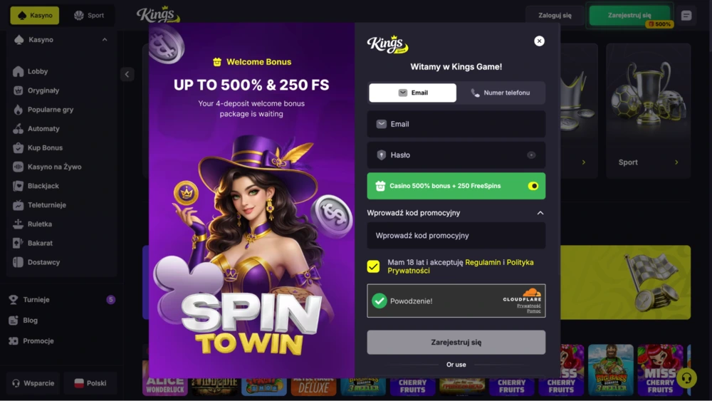 rejestracja kings game casino no deposit bonus code kg50ds