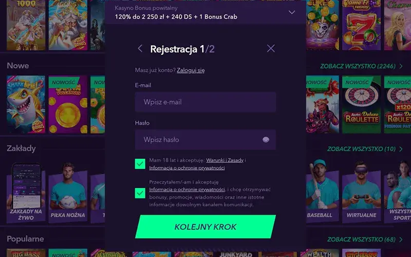 rejestracja naobet casino