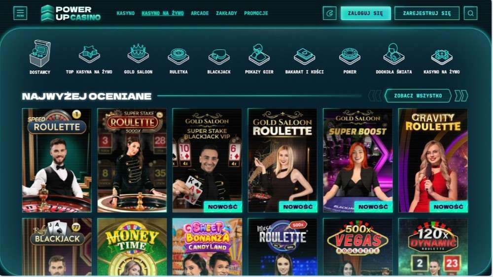 sekcja live w powerup casino