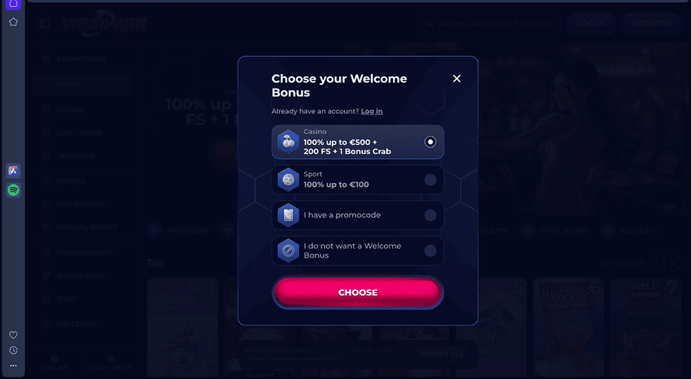 viper win casino rejestracja